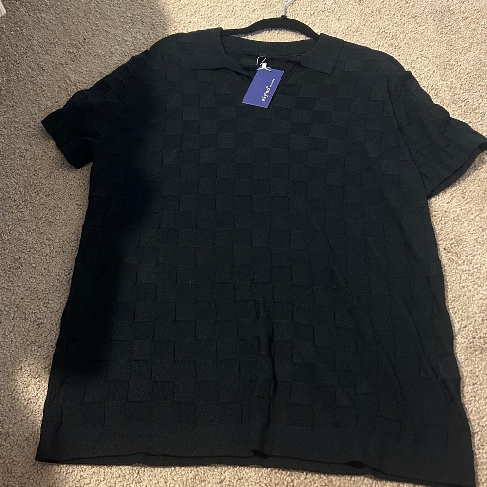 Black Checkered Short Sleeve Shirt